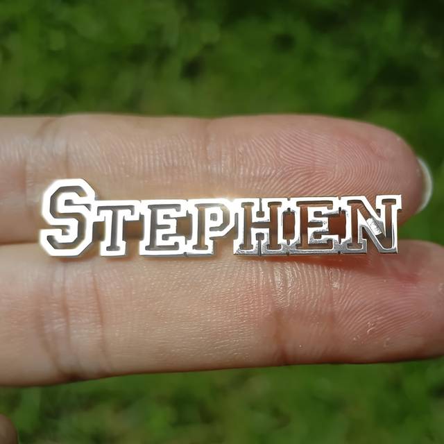 TEMU Custom Engraved "stephen" Name Brooch Pin, Elegant Personalized Stainless Steel Suit Lapel Pin For Men, Fashion Jewelry Accessory, No Mosaic - Single Piece