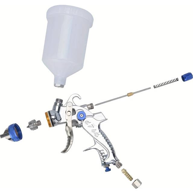 TEMU Hvlp Spray 600cc Cup Paint Sprayer Airbrush Painting Tool Kit With 3 Nozzle Gravity Feed Air Spray Set For Furniture Fence Surface Coating Decorating Air Compressor Tool