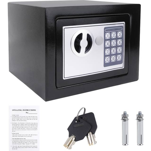 TEMU Electronic Safe Box With Digital Keypad And 2 Keys, Cabinet Money Box Cash Box For Home Office , Steel Locking Bolts