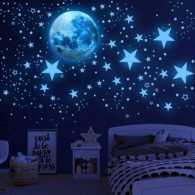 TEMU 1158pcs -the-dark Wall Decals - , Reusable Vinyl Stickers For 's Bedrooms & Living Rooms, Contemporary Polka