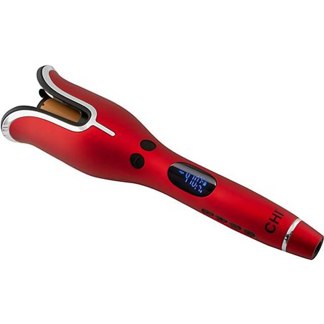 CHI Spin N Curl Curling Iron For Healthy  Shiny Effortless Curls  Waves Provides Preset Temperature Settings For Each Hair Texture Ruby Red