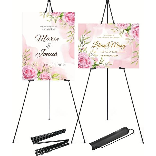 TEMU Display Easel Stand For Wedding Sign & Poster, 160cm/63'' Portable Artist Easel Display Metal Easel Folding Tripod Easel For Floor, Retractable Adjustable Display Painting Easel, Easy To Fold