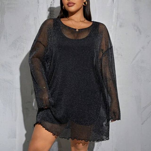 SHEIN Plus Size Women&#39;s Summer See-Through Smock, Smock Dress, Summer Clothing, Black Smock, Summer Women&#39;s See-Through Clothing,Concert Outfits For Women P