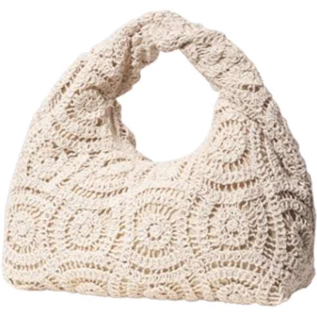 SHEIN Minimalist Crochet Bag Hollow Out Design Vacation, School Bag, Large Capacity, Portable, For Teen Girls Women College Students, White-Collar Workers,