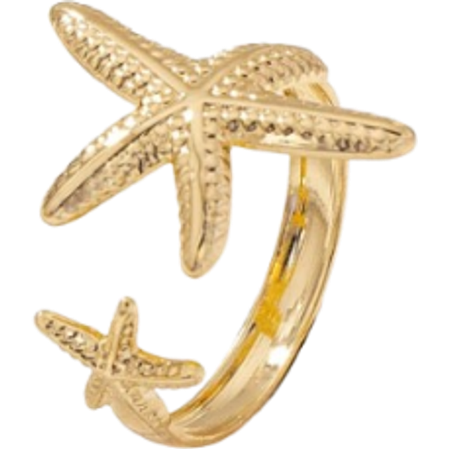 SHEIN 1 Pc Golden Color Summer Vocation Beach Style Sea Star Starfish Ring For Women