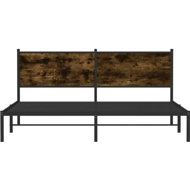Metal Bed Frame without Mattress Smoked Oak 180x200 cm Super King vidaXL