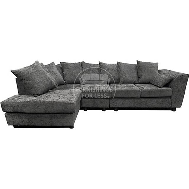 Monaco Chenille Fabric Large 5 Seater L Shaped Corner Sofa Left Hand Facing - Grey - One Size