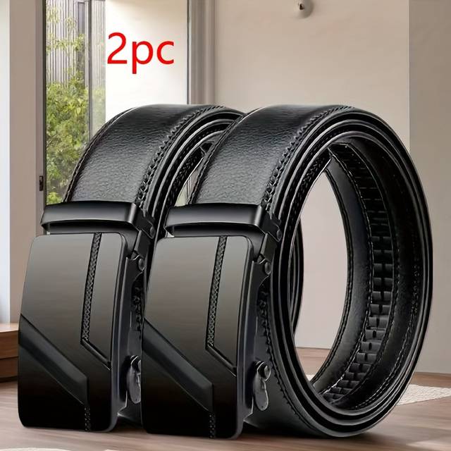 TEMU 2pcs Of Men's Belts, Automatic Iron , Popular Business Fashion Style, Quick , Suitable For Matching With Jeans And Casual Pants