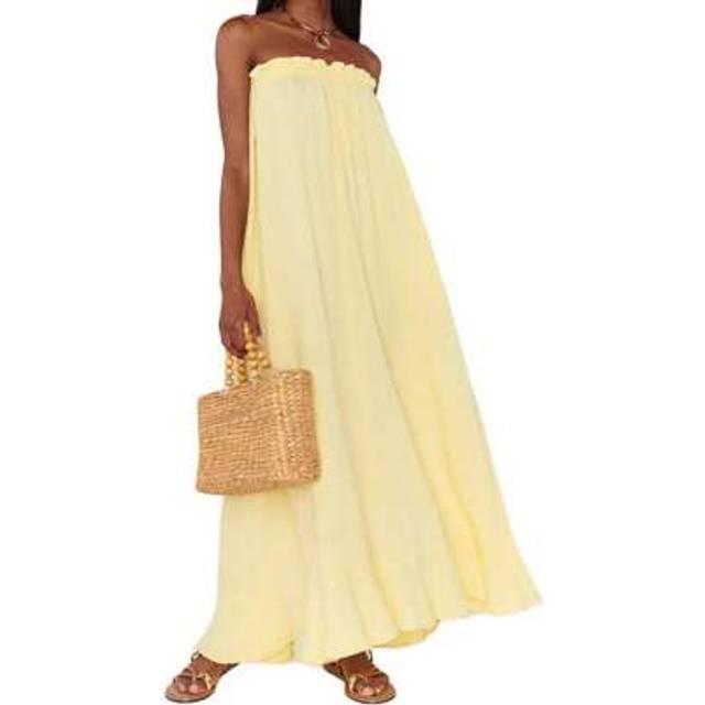SHEIN Women Y2k Strapless Maxi Dress Floral Print Flowy A Line Long Dress Elegant Summer Vacation Party Dresses Beachwear