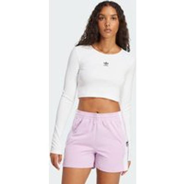 adidas Originals Essentials Ribbed Crop Long Sleeve Tee, White, Size M, Women