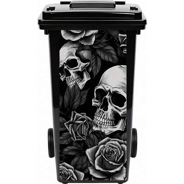 TEMU & Roses Pvc Sticker - Waterproof Removable Self-adhesive Gothic Wall Art, Decorative Art For Trash Cans & Home Decor, 12.2x27., Decor, Removable Wall Art, And Roses Design, Waterproof Decal