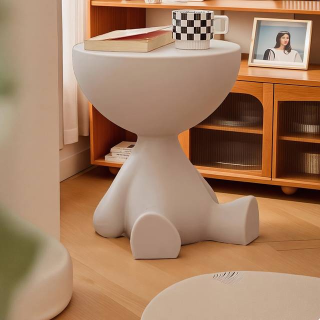 TEMU Modern Cartoon Style Coffee Table - Space-saving Room, Bedroom, Office & Balcony - Waterproof Plastic, Easy Assembly, Decor, Gray, Coffee Table For Living Room