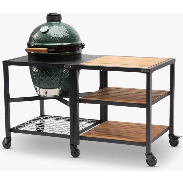 Big Green Egg Large Egg BBQ and Modular Nest Acacia Wood Expansion Bundle with ConvEGGtor