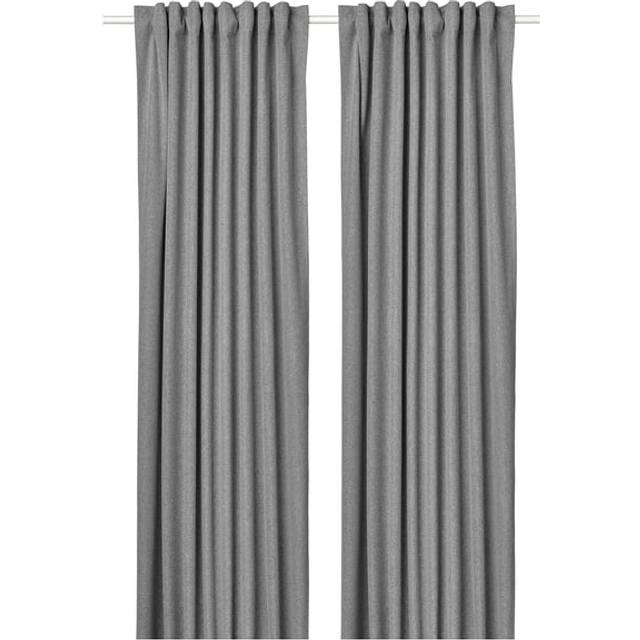 ROSENMANDEL mörkläggningsgardiner, 1 par, grå/med veckband, 135x250 cm