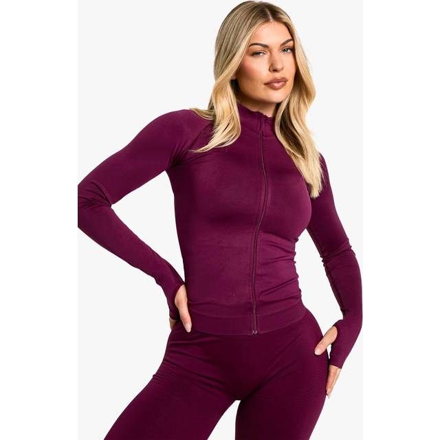 Womens Premium Sculpt Seamless Zip Through Sports Jacket - Purple - S, Purple