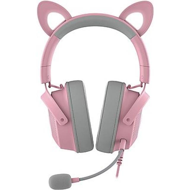 Razer Kraken Kitty V2 Pro - trådbundet RGB-headset med utbytbara öron (utbytbara öron, strömmande reaktiv belysning, TriForce Titan 50 mm drivrutiner, HyperClear Cardioid Mic) Quartz