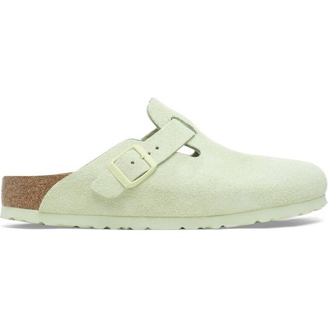Birkenstock Mens Faded Lime Boston Logo-embossed Suede Clogs Eur 41.5 / 7.5 Uk Men