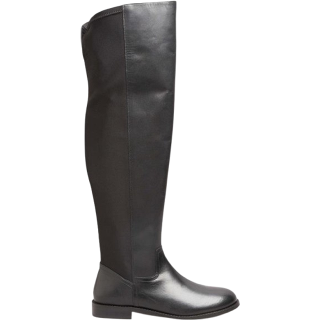 Lts Tall Black Knee High 50/50 Faux Leather Croc Boots In Standard Fit Size D > 10 - D 10