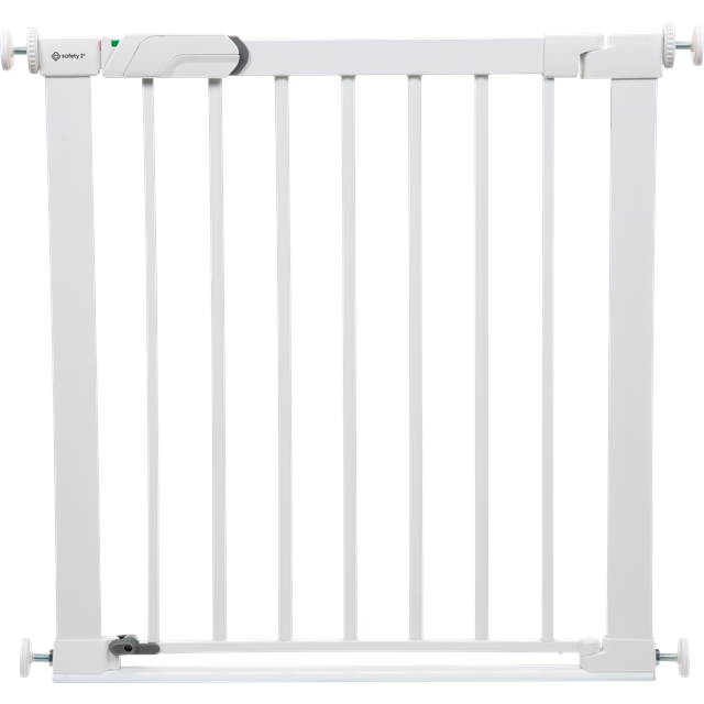 Safety 1st Flat Step Gate, Baby Säkerhetsgrind, 73–80 cm (max. 101 cm), Ultraplatt tröskel, "Keep Open" Trappgrind Barn, Enhandsöppning, Installation utan Skruvar (Ingen Borrning), White