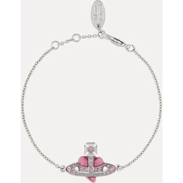 Vivienne Westwood New Diamante Heart Bracelet Platinum-vintage-rose-crystal-light-rose-enamel Platinum-vintage-rose-crystal-light-rose-enamel Women - PLATINUM-VINTAGE-ROSE-Crystal-LIGHT-ROSE-Enamel - ---