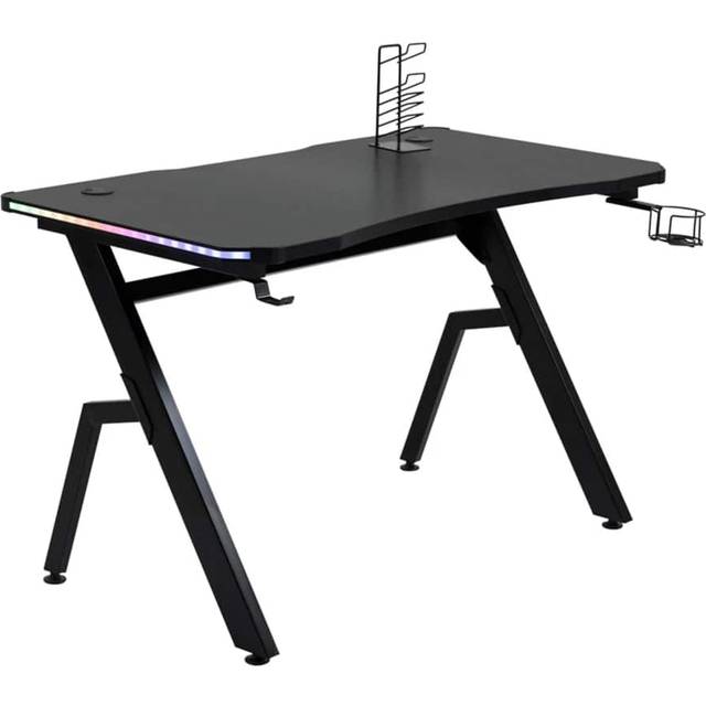 HOMCOM Gaming Desk with LED Lighting Strip 120cm Black | TJ Hughes