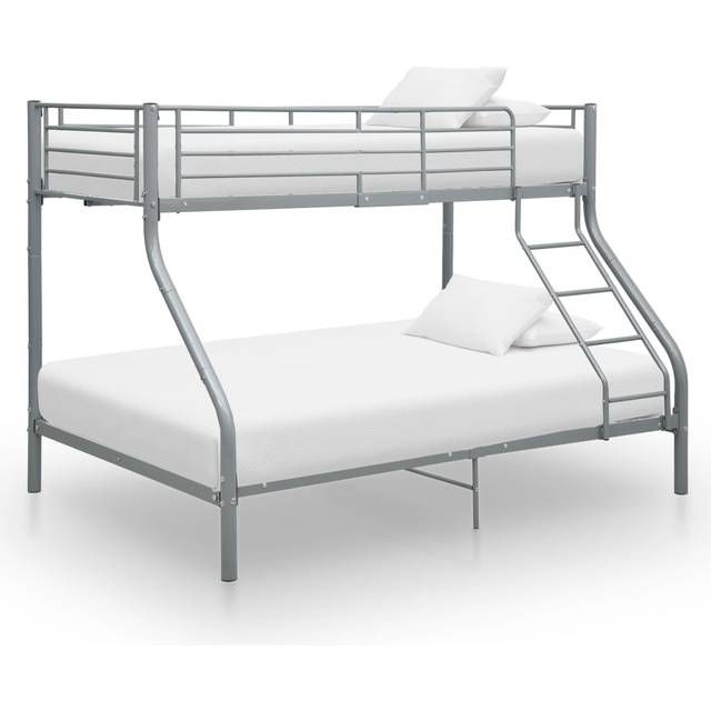 Vidaxl Bunk Bed Frame Grey Metal 140X200 Cm/90X200 Cm, Grey