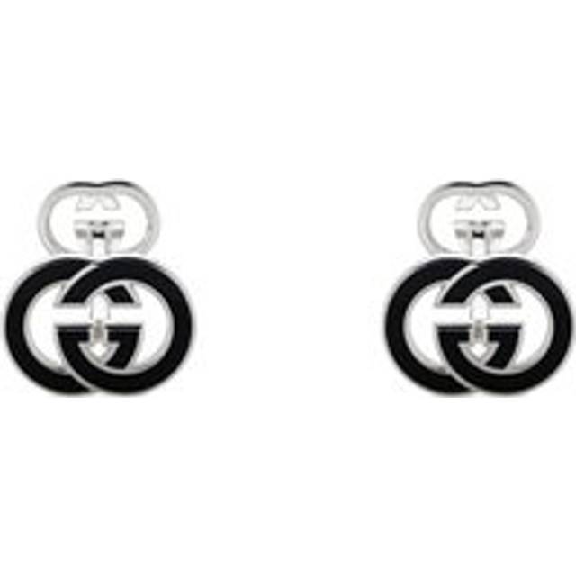 Gucci Interlocking G Black Enamel and Sterling Silver Cufflinks