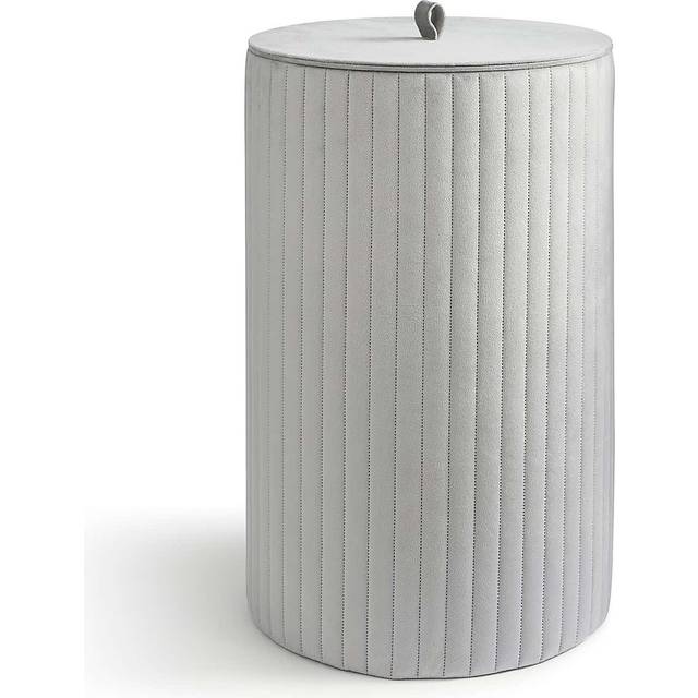 Modern Luxe Ribbed Velvet Laundry Basket - Grey