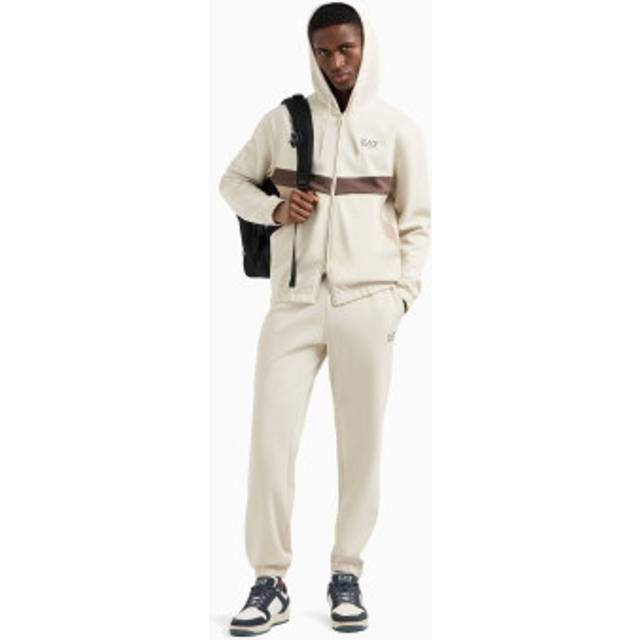 EA7 for man. 7M000283_AF12660 Summer Block Tracksuit in beige cotton blend (3XL), Casual, Sport, Multisport, Long sleeve