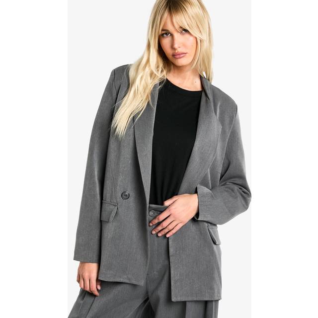 Womens Marl Tailored Oversized Blazer - Grey - 12