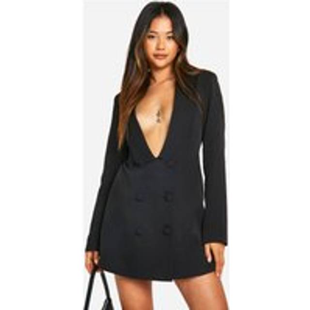 Boohoo Womens Tailored Plunge Blazer Playsuit - Black - Size 14 UK