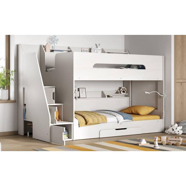 Flair Furniture Flair Slick Staircase Bunk Bed - White, White