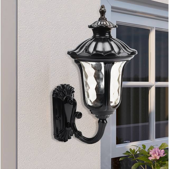 Matte Black 38cm H Outdoor Wall Lantern (38cm H X 18cm W X 18cm D)