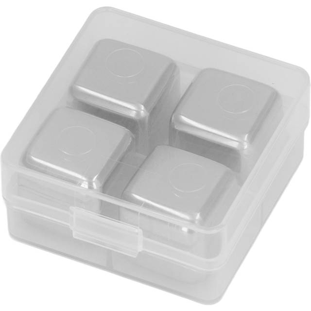 4PCS Whiskey Stones Stainless Steel Ice Cube Harmless Reusable Rocks with Storage Box for Birthday L(for 6.5-9kg)
