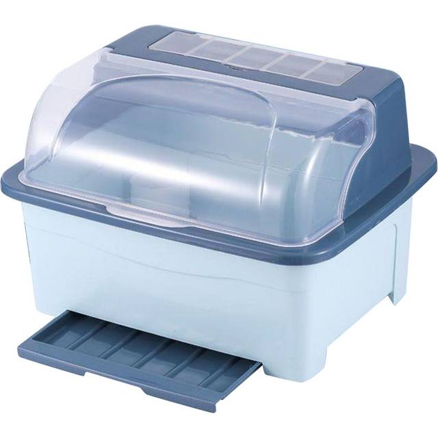 Utensil Dish Drying Rack Well Organization Dish Bowl Drainer Storage Box with Lid Cover for Home