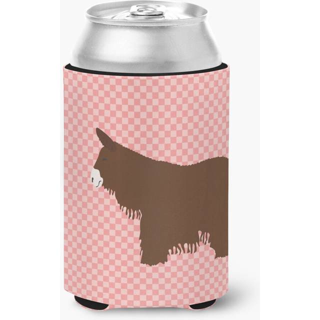 """""Caroline's Treasures Poitou Poiteuin Donkey Pink Check Decorative Can Hugger  Multicolor"""""