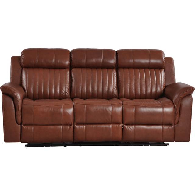 Cidliano Genuine Leather Cream Electric Power Recliner 3 Seater Sofa - Tan (100cm H X 205cm W X 95cm D)