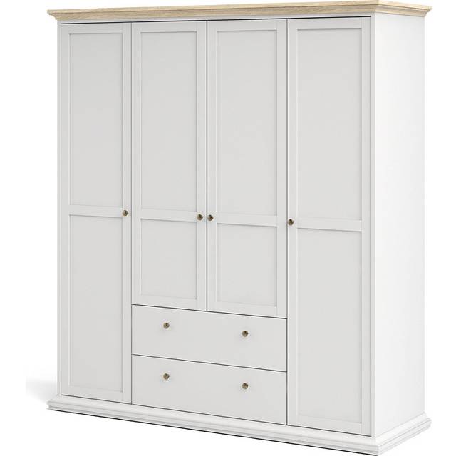 Creline Wardrobe With 4 Doors + 2 Drawers - Oak