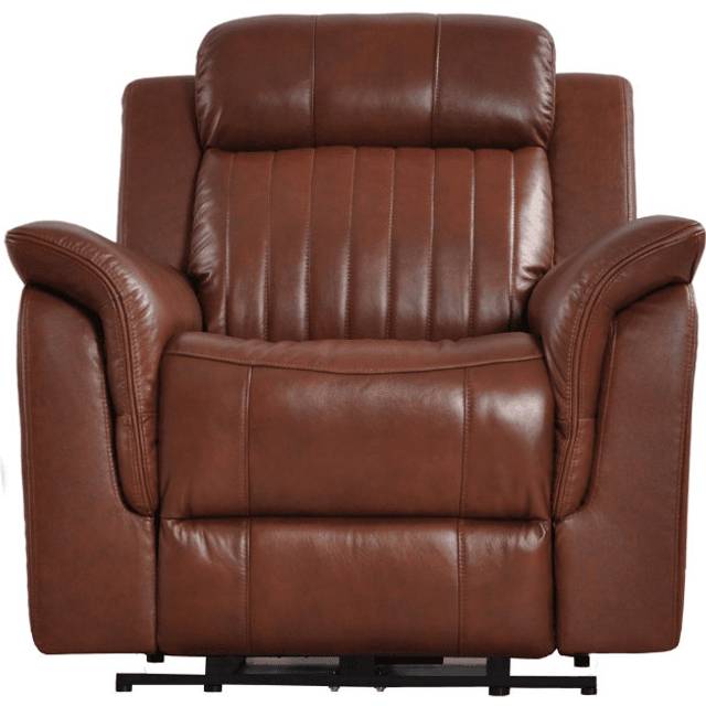 Cenaida Genuine Leather Electric Power Recliner Armchair - Tan (100cm H X 101cm W X 95cm D)