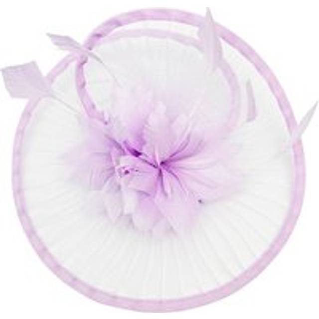 Womens Spiral Circular Brim Fascinator with Feathers Burst - Purple - One Size