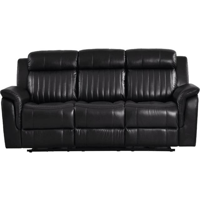 Cidliano Genuine Leather Cream Electric Power Recliner 3 Seater Sofa - Black (100cm H X 205cm W X 95cm D)
