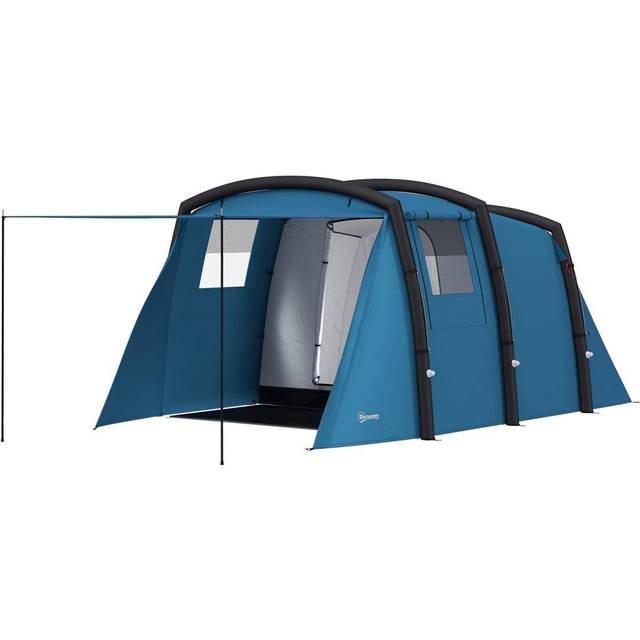 Uppblåsbart campingtält 3-6 personer utomhus tunneltält med fönsterdörr Marknadsduk förvaringsväska Luftbärare familjetält UV50+