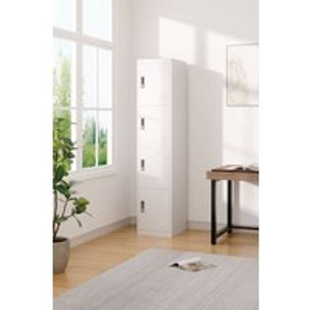Secure Metal Filing Cabinet 4-Tier Vertical Storage - White - One Size