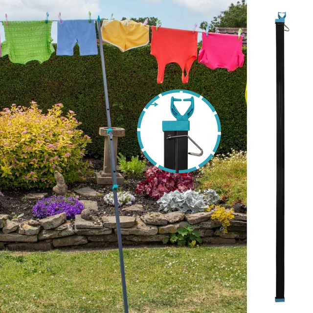 2.4m galvanized washing line post pole heavy duty clothes support with socket
