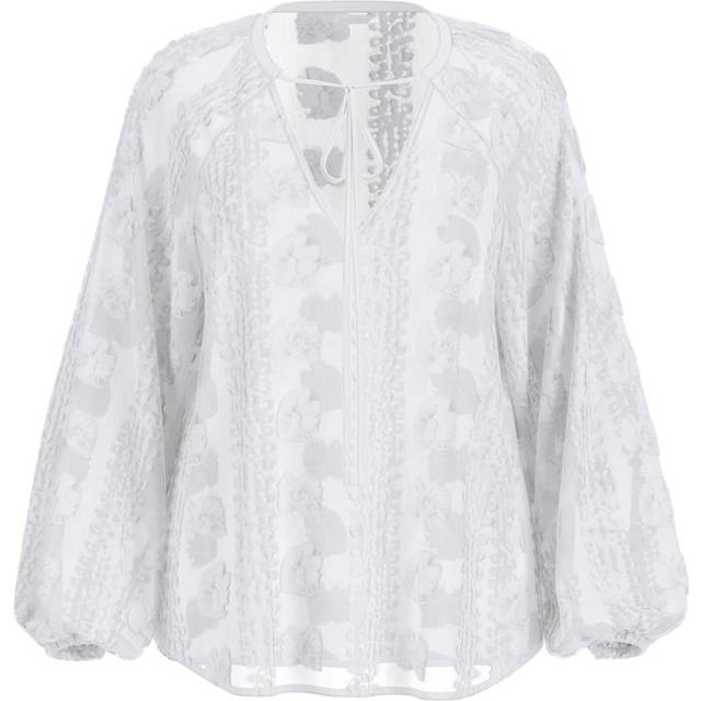 Blouse à fleur - Blanc - XXL
