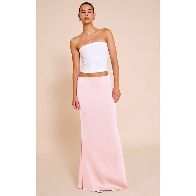 Pink Satin Floaty Maxi Skirt, Pink - 16