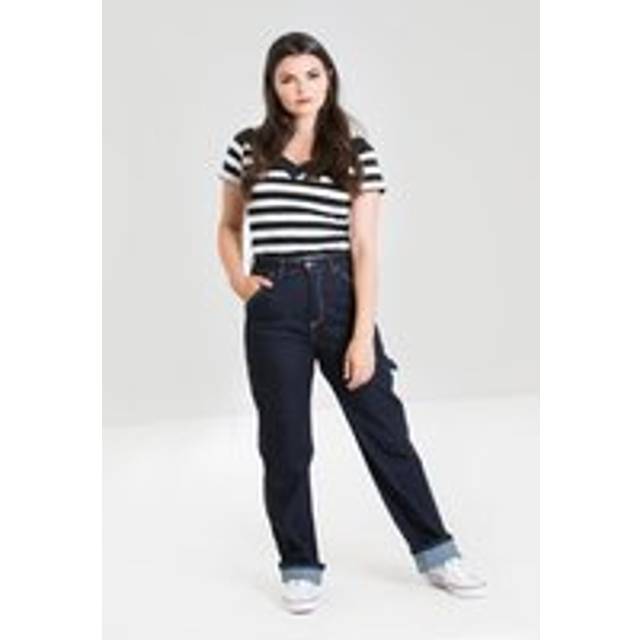Womens Carpenter Stretch High Waisted Denim Jeans - Navy - 3XL