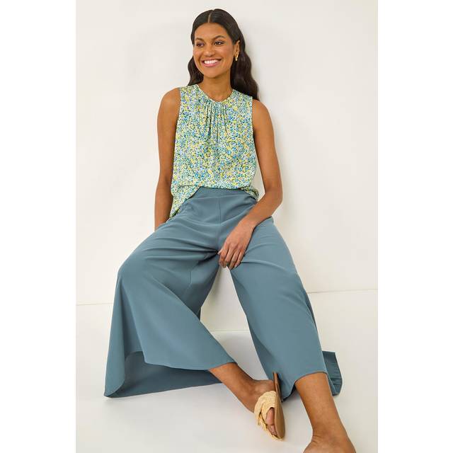 Palazzo Culotte Wide Leg Trouser - Steel Blue - 16