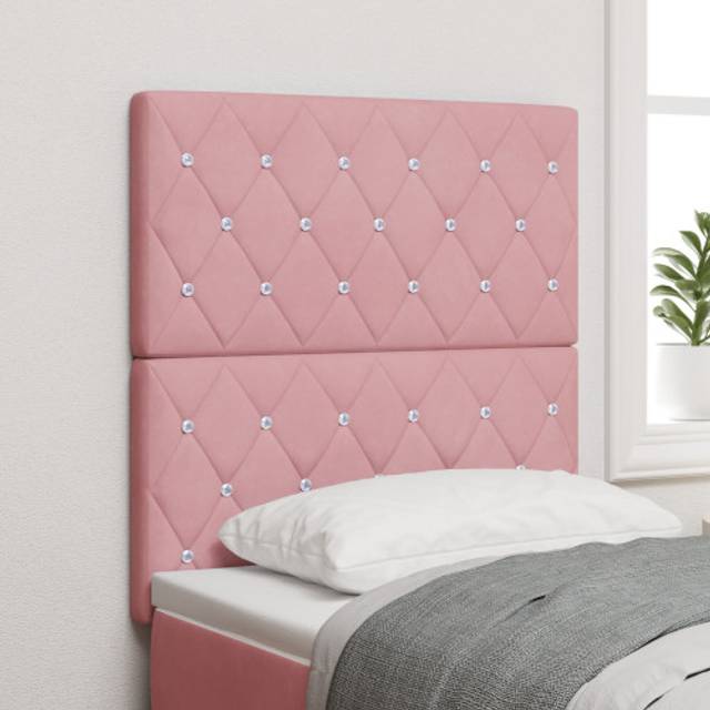 Headboard Crystal Button Tufted Pink 80 cm Velvet vidaXL
