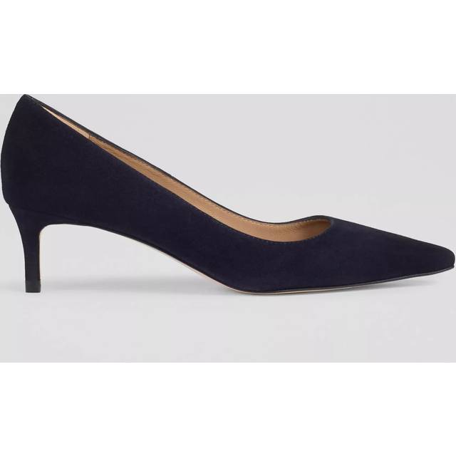 L.K.Bennett Ava Suede Pointed Kitten Heel Court Shoes, Black